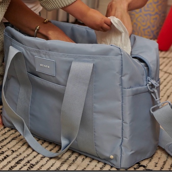 STATE Jordan diaper tote- ice blue $198 - Picture 5 of 14